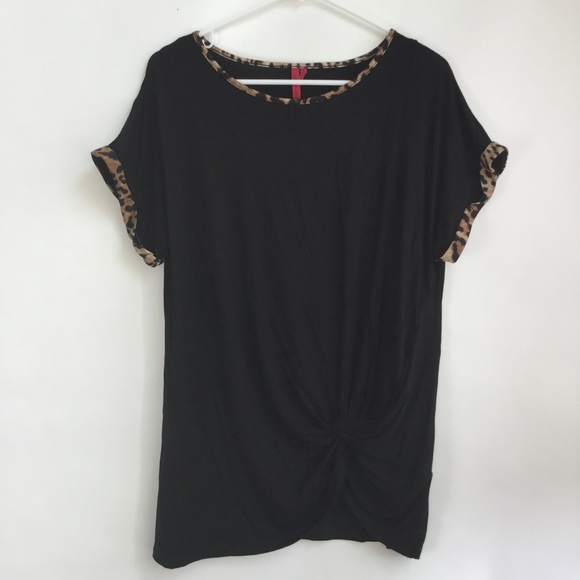 Love Scarlett Tops - Love Scarlett Black Tunic With Animal Print